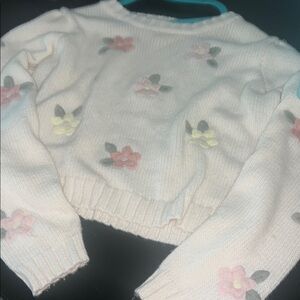 Floral Embroidered Cream Sweater
